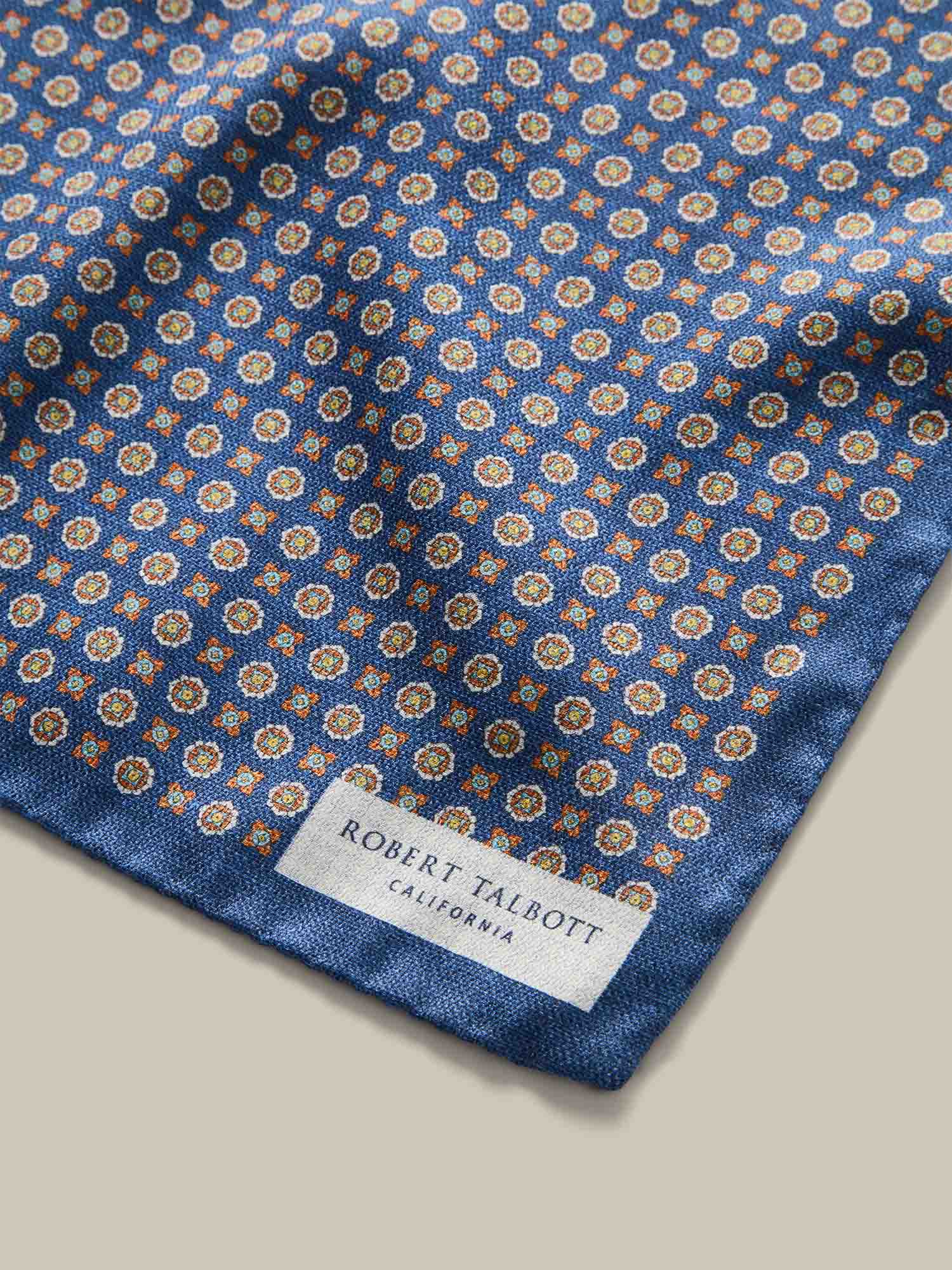 Robert Talbott Colton Reversible Pochette Navy seta 36cm