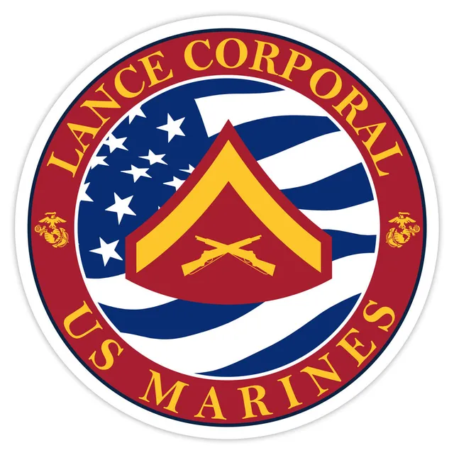 7.62 Design USMC E-3 Lance Corporal decal 3.5" vinile tonda