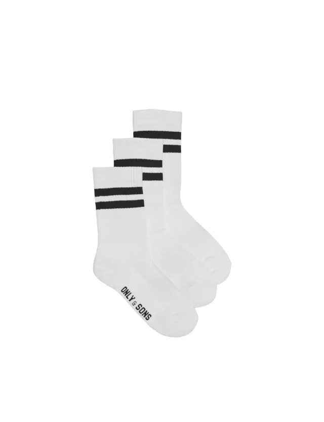 Only & Sons Onsrody Calzini Uomo 43-46 3 pack bianco strisce