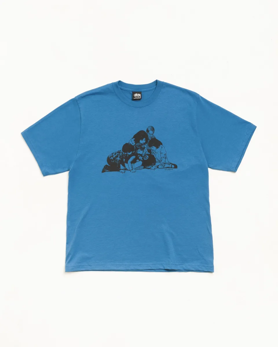 Stussy Kids Tee maglietta blu cotone 220gsm
