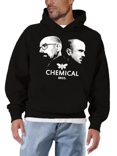 Makaya Chemical Bros Felpa Uomo Cappuccio Nera L Cotone