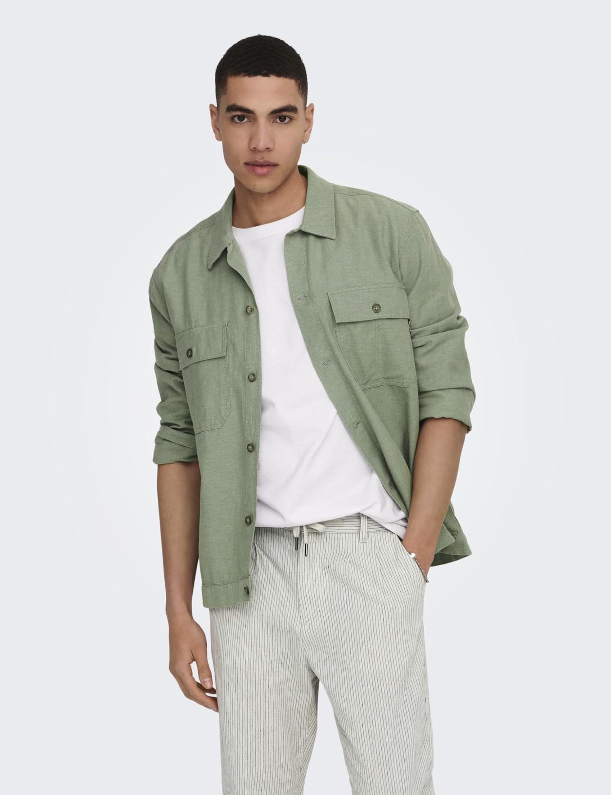 Only & Sons Onskennet LS Camicia Lavoro Uomo Lino