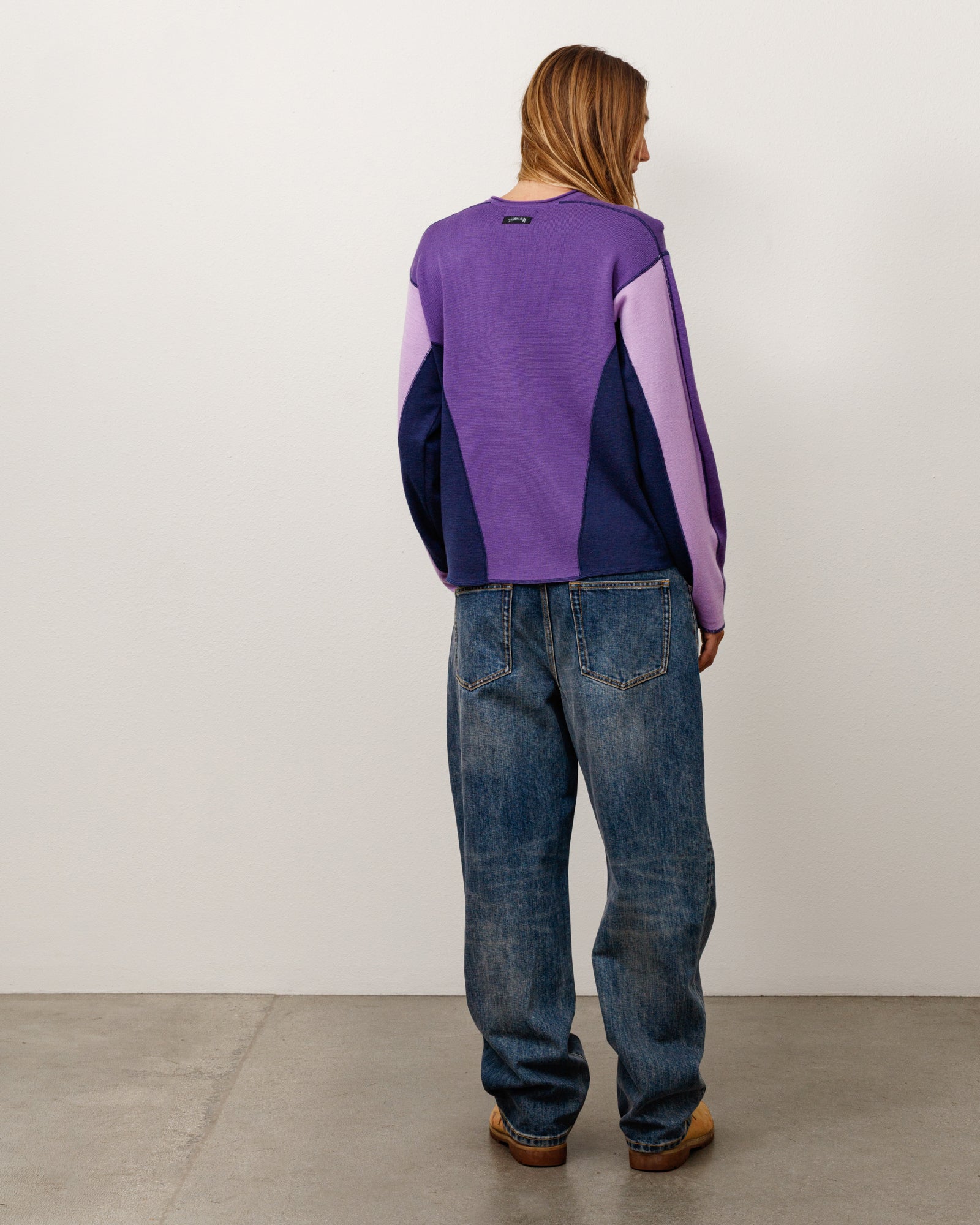 Stussy Wave Knit maglione lavender lana relaxed fit
