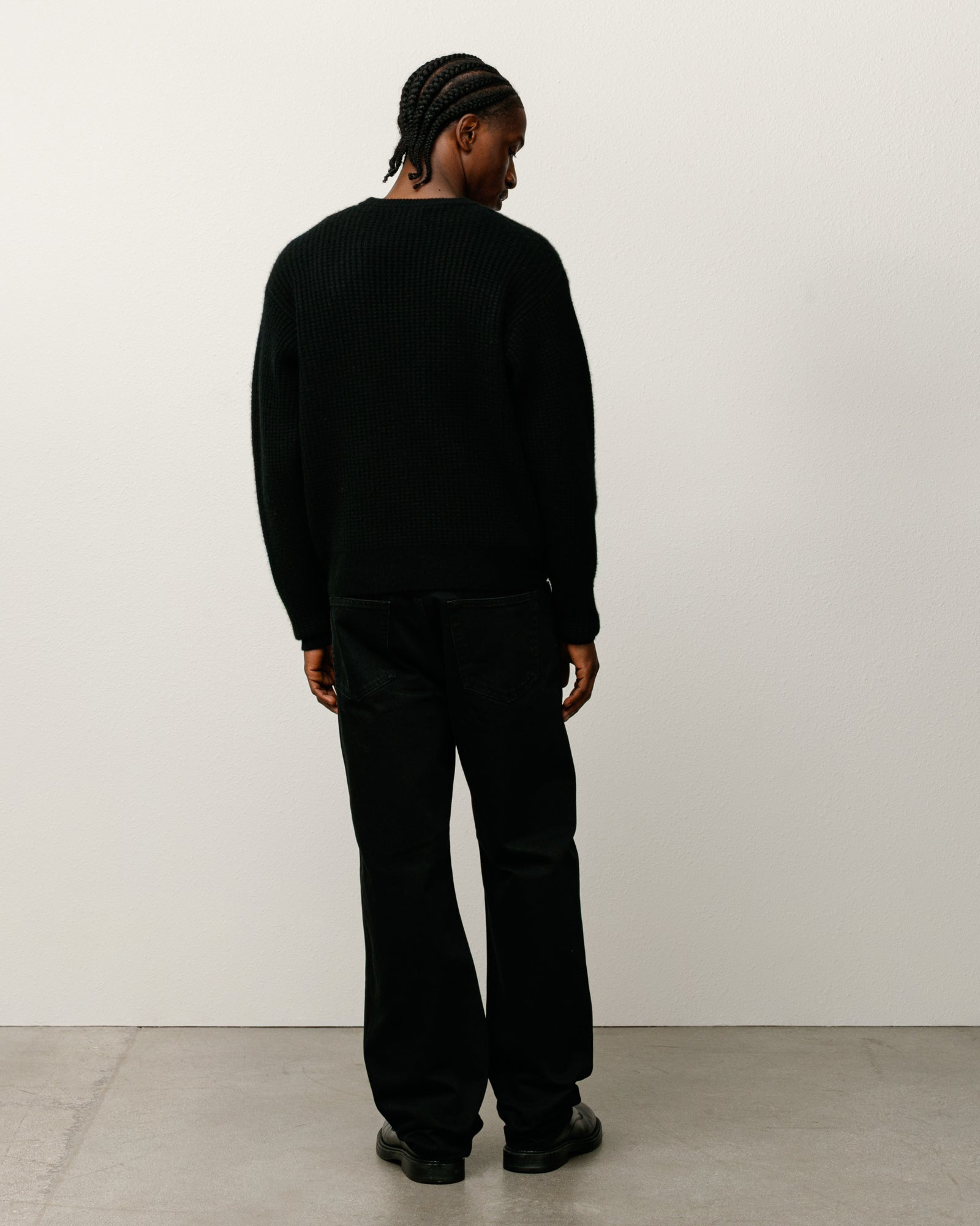 Stussy Waffle Cashmere Sweater maglione nero cachemire