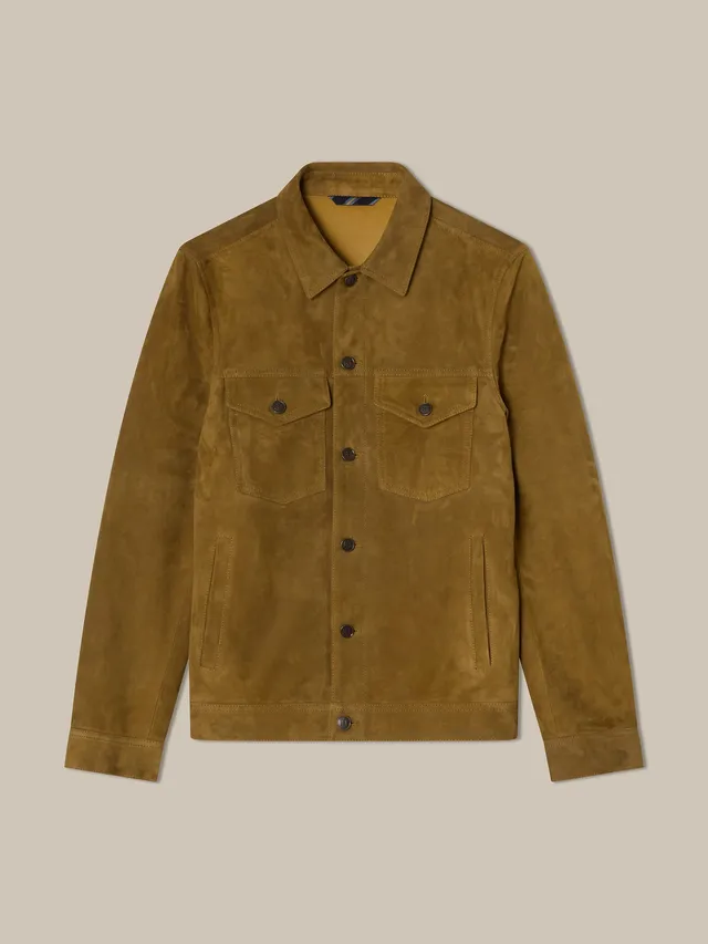 Robert Talbott Elliott giacca trucker camoscio camel