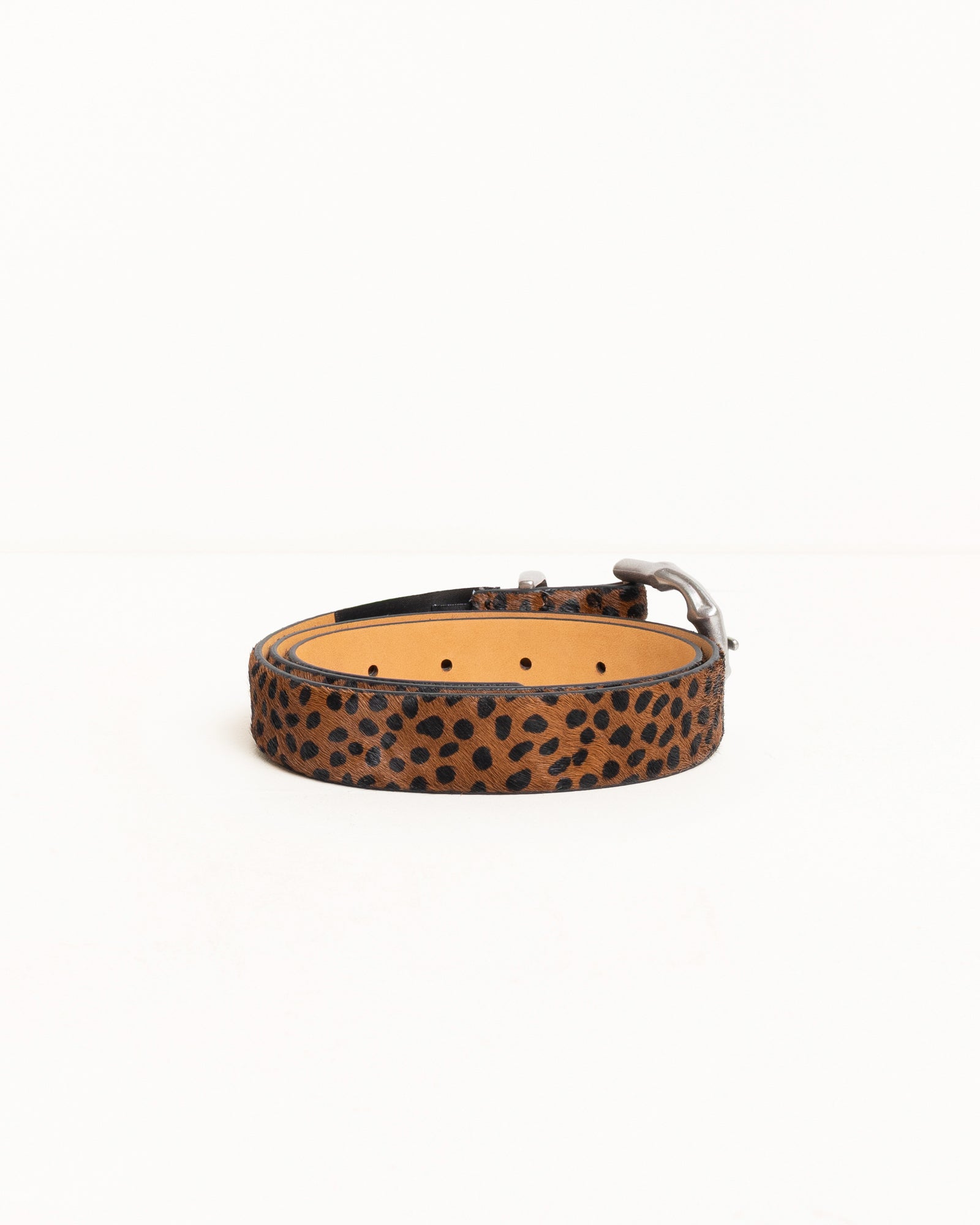 Stussy Bamboo Buckle Belt Cintura Hairy Leopard Pelle