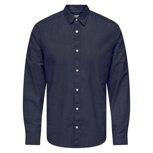 Only & Sons Cantley Camicia Uomo Blu Marina Manica Lunga