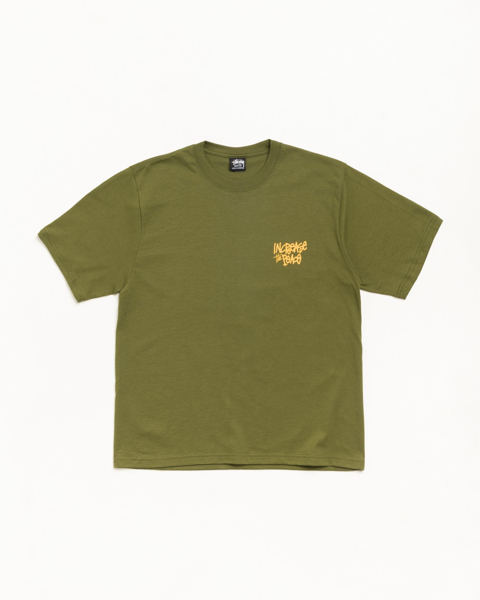 Stussy Peace Increased Tee maglietta Olive 100% cotone