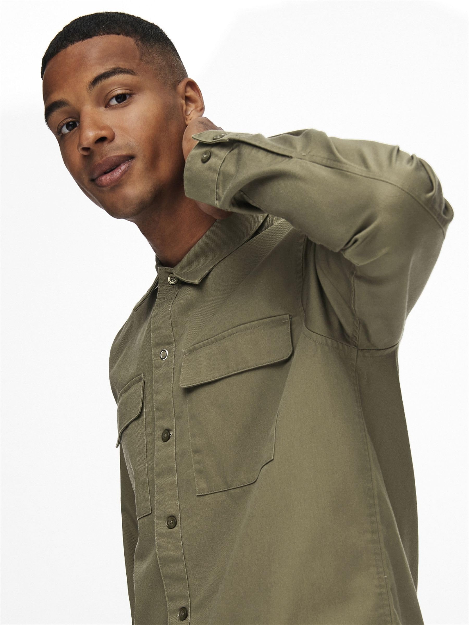 Only & Sons Onsmatti camicia overshirt twill maniche lunghe