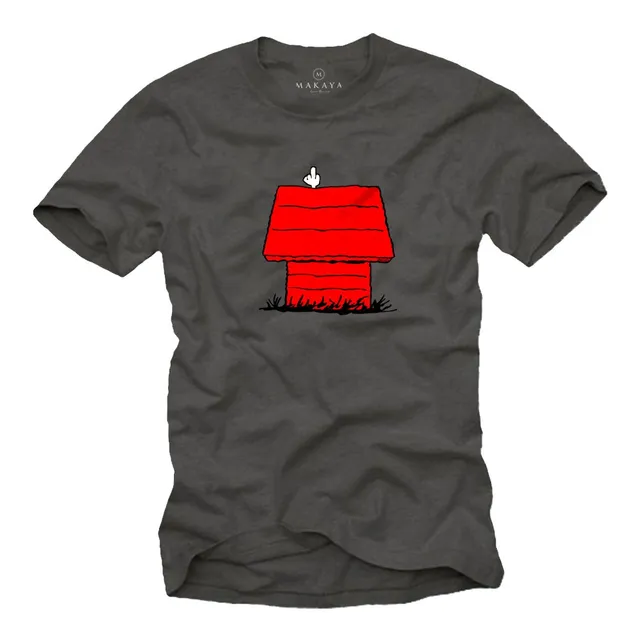 MAKAYA Dog T-Shirt Uomo Stampa Cane 100% Cotone