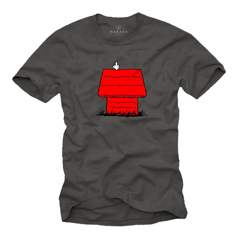 MAKAYA Dog T-Shirt Uomo Stampa Cane 100% Cotone