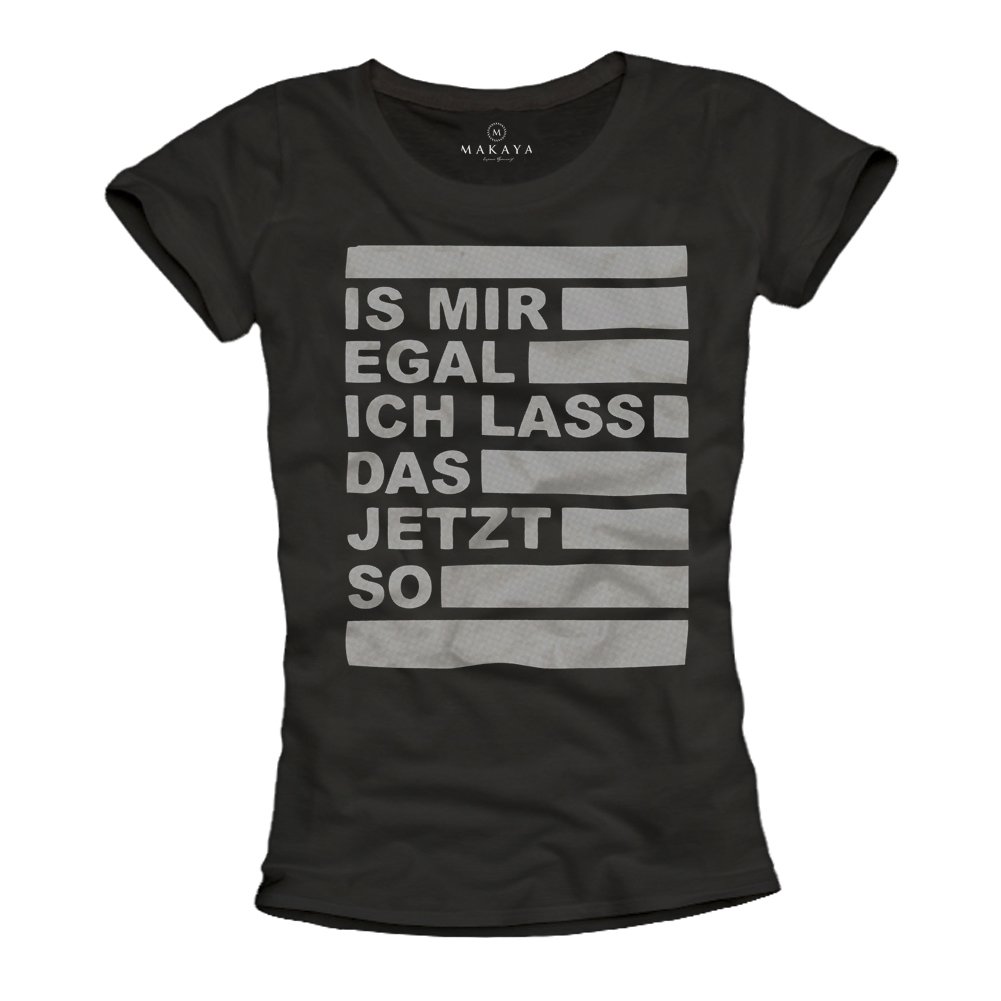 MAKAYA T-Shirt Donna Non Mi Interessa maglietta nera M cotone