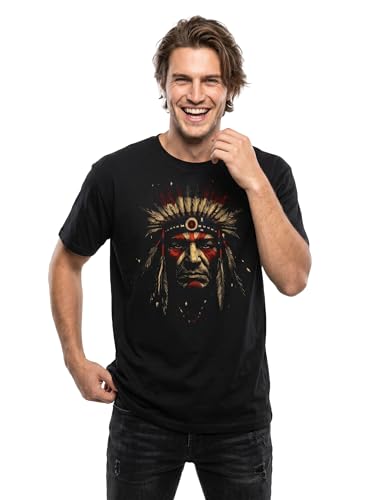 Makaya T-Shirt Uomo L Motivo Indiani Guerriero Cotone