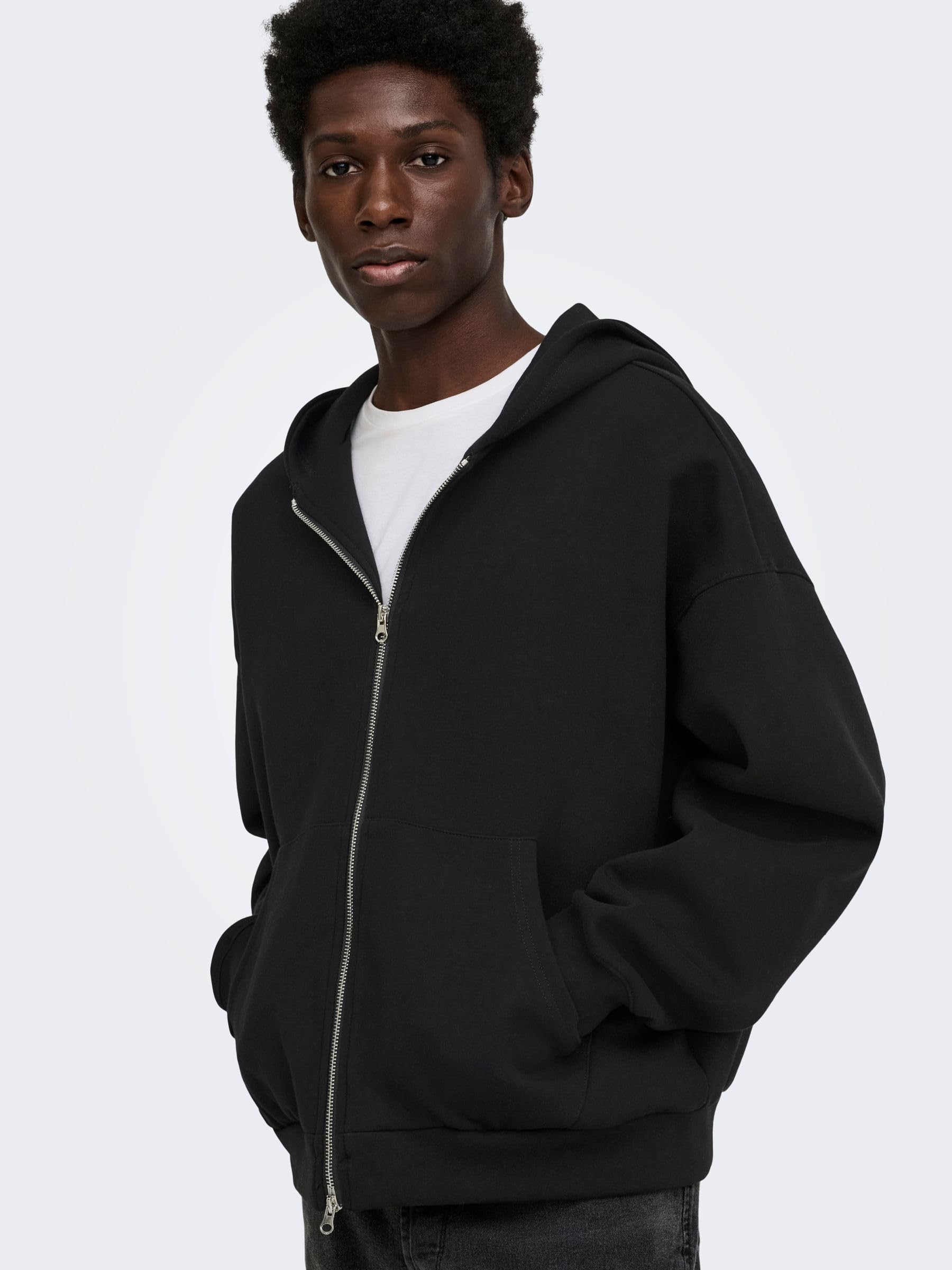 Only & Sons Onsgoyle Boxy Felpa Zip Uomo Nero L