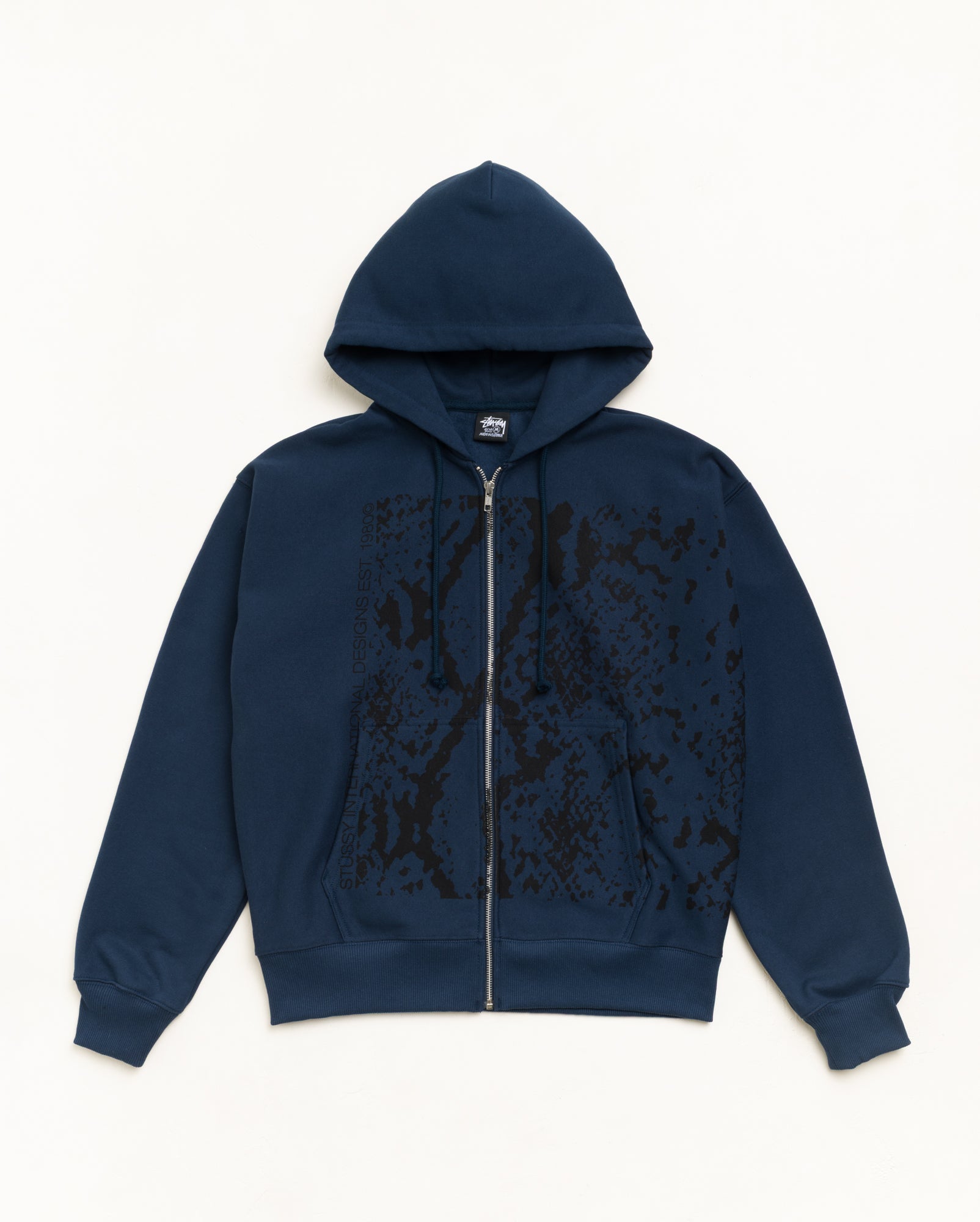Stussy Snakeskin Zip Hoodie felpa zip navy 430 gsm