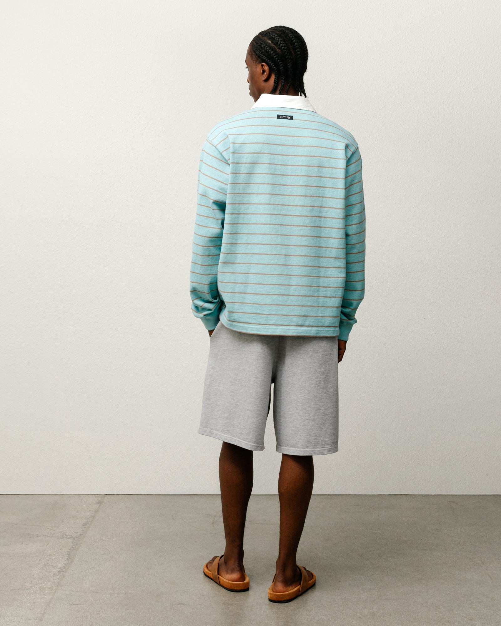 Stussy Striped Rugby Maglia Rugby Blu 100% Cotone