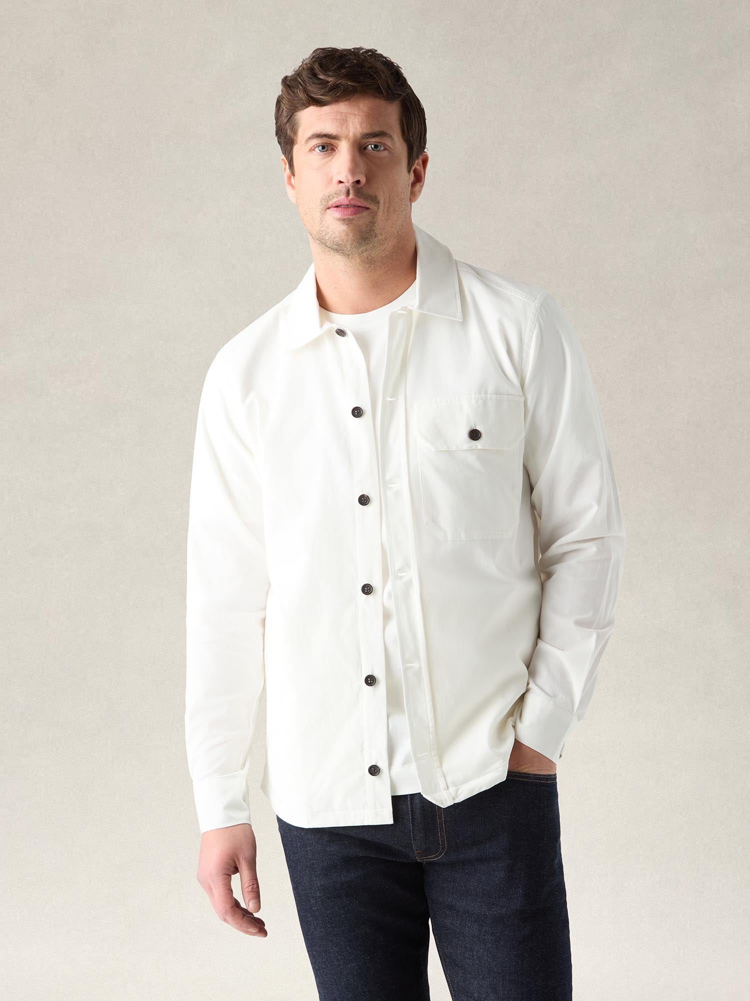 Robert Talbott Burton giacca camicia velluto crema