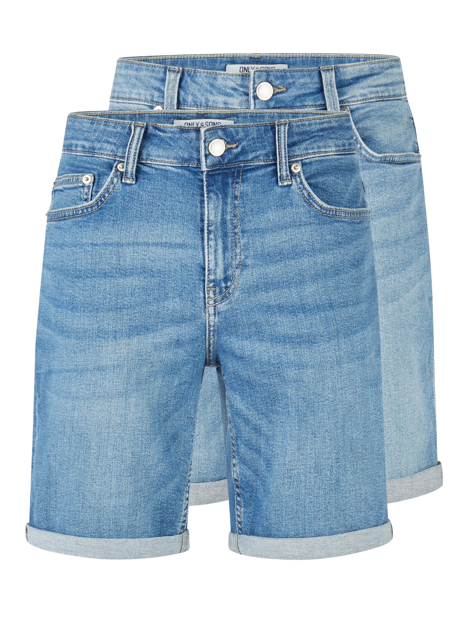 ONLY & SONS Onsply Pantaloncini Uomo 2 Pezzi Blu Chiaro/Nero Denim