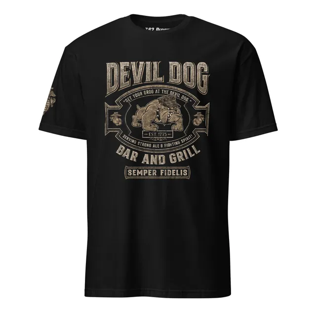 7.62 Design USMC Devil Dog Maglietta Nera Cotone Uomo