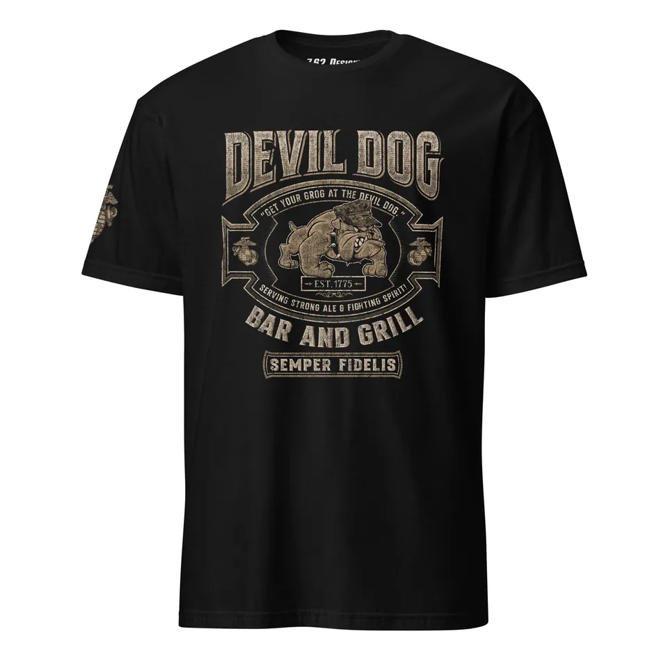 7.62 Design USMC Devil Dog Maglietta Nera Cotone Uomo