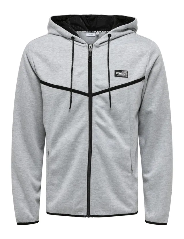 ONLY & SONS Onsliam Reg Felpa con Cappuccio Grigio Melange XS