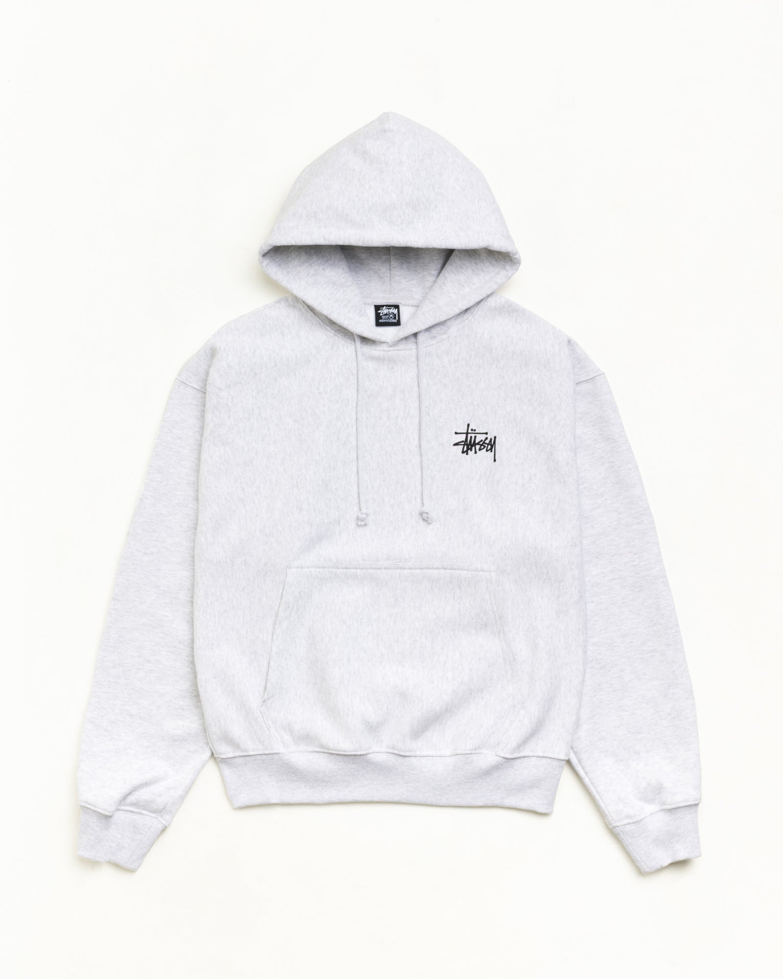 Stussy Basic Hoodie felpa grigia Ash Heather 430gsm