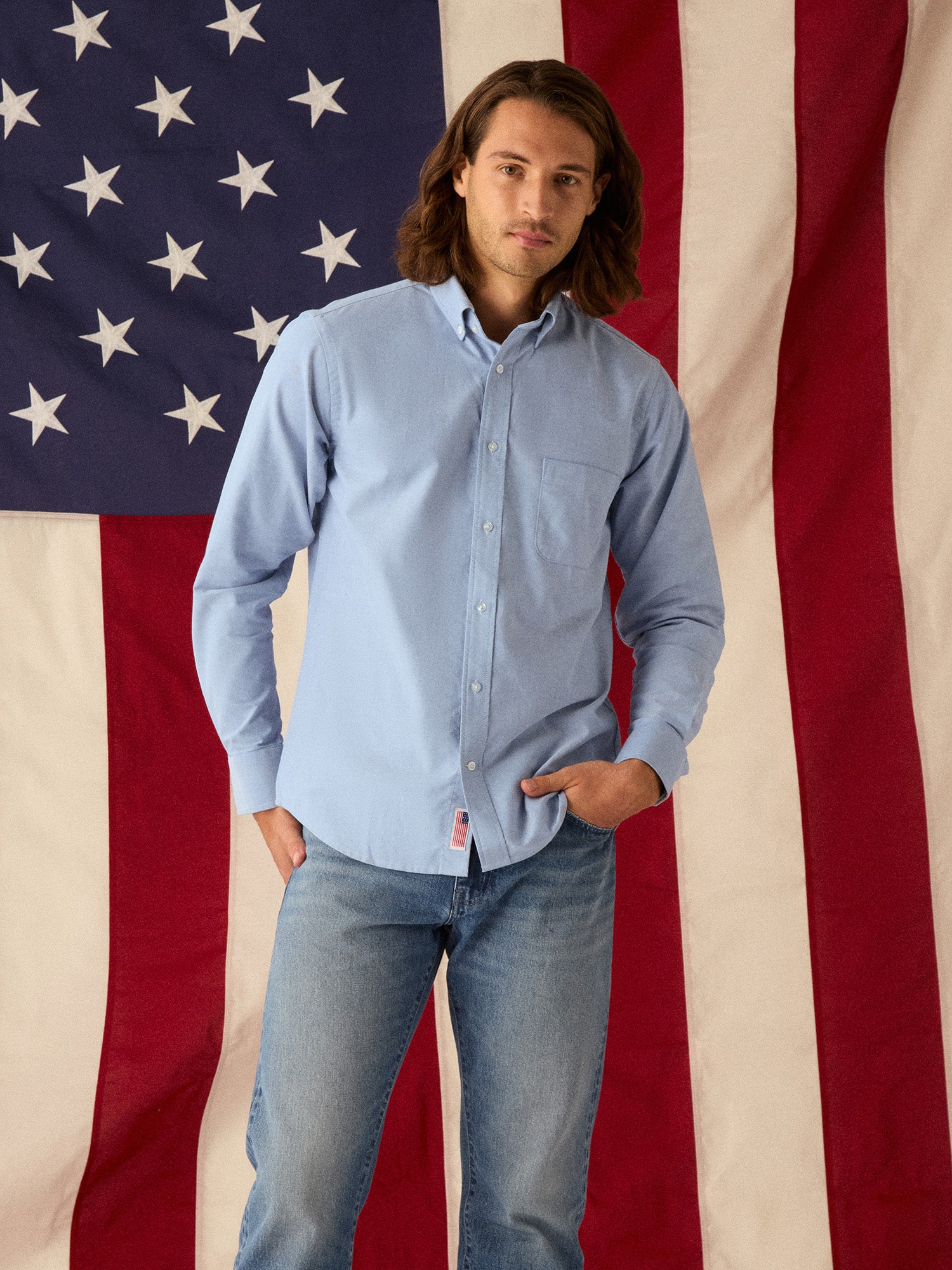 Robert Talbott George Oxford Button Down camicia cotone blu