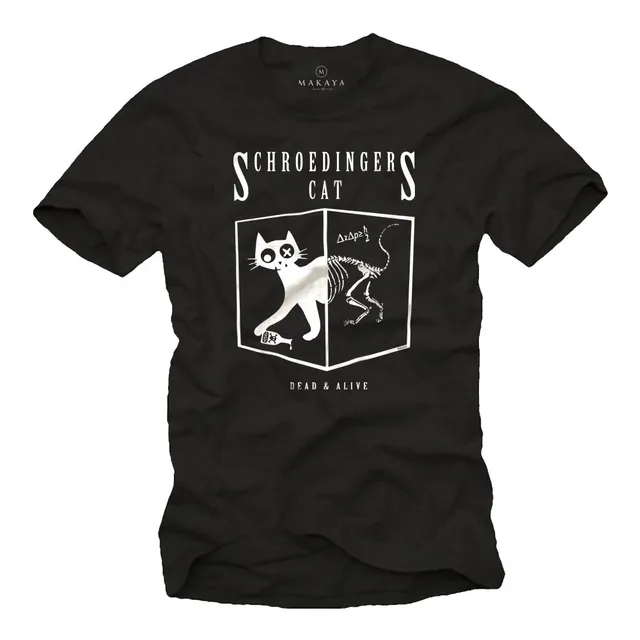 MAKAYA Gatto di Schrodinger T-Shirt Uomo XL 100% Cotone
