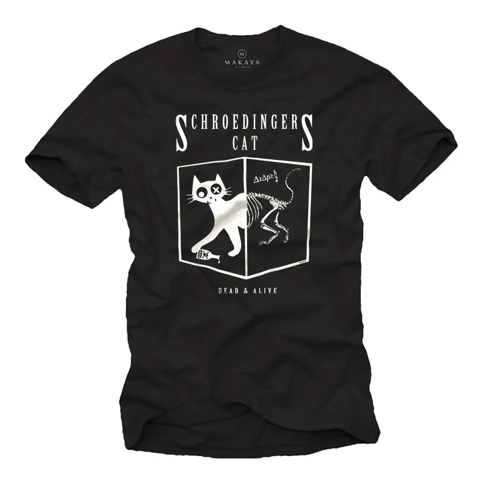 MAKAYA Gatto di Schrodinger T-Shirt Uomo XL 100% Cotone