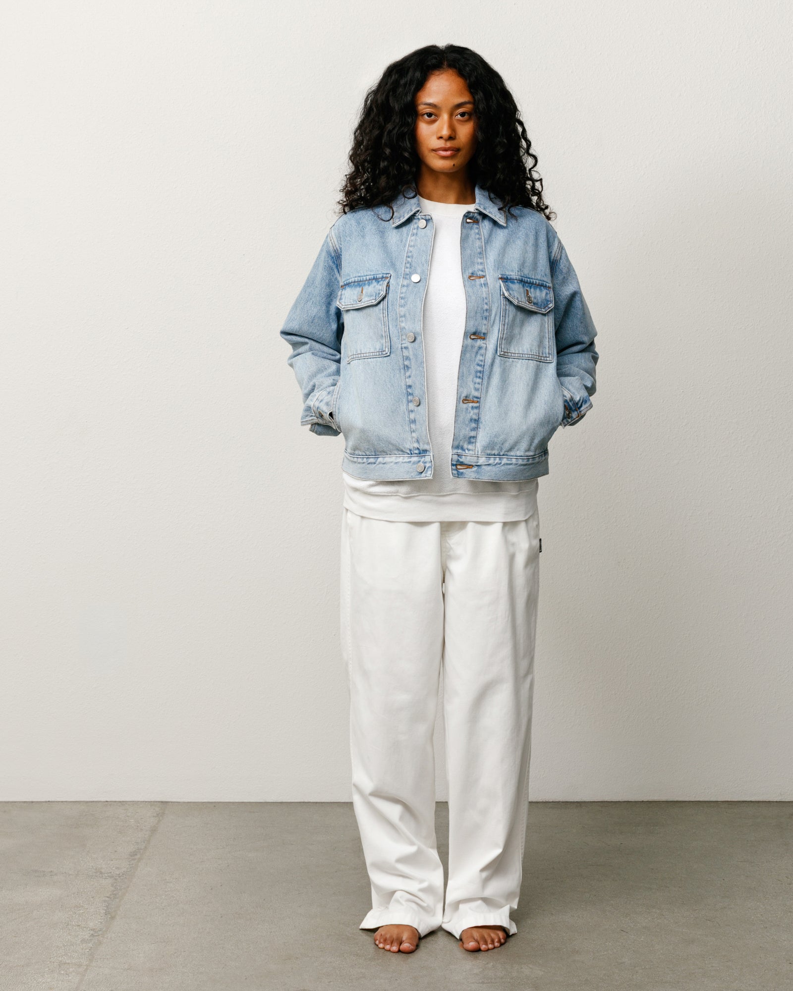 Stussy Outerwear Denim Trucker Jacket giacca indigo cotone