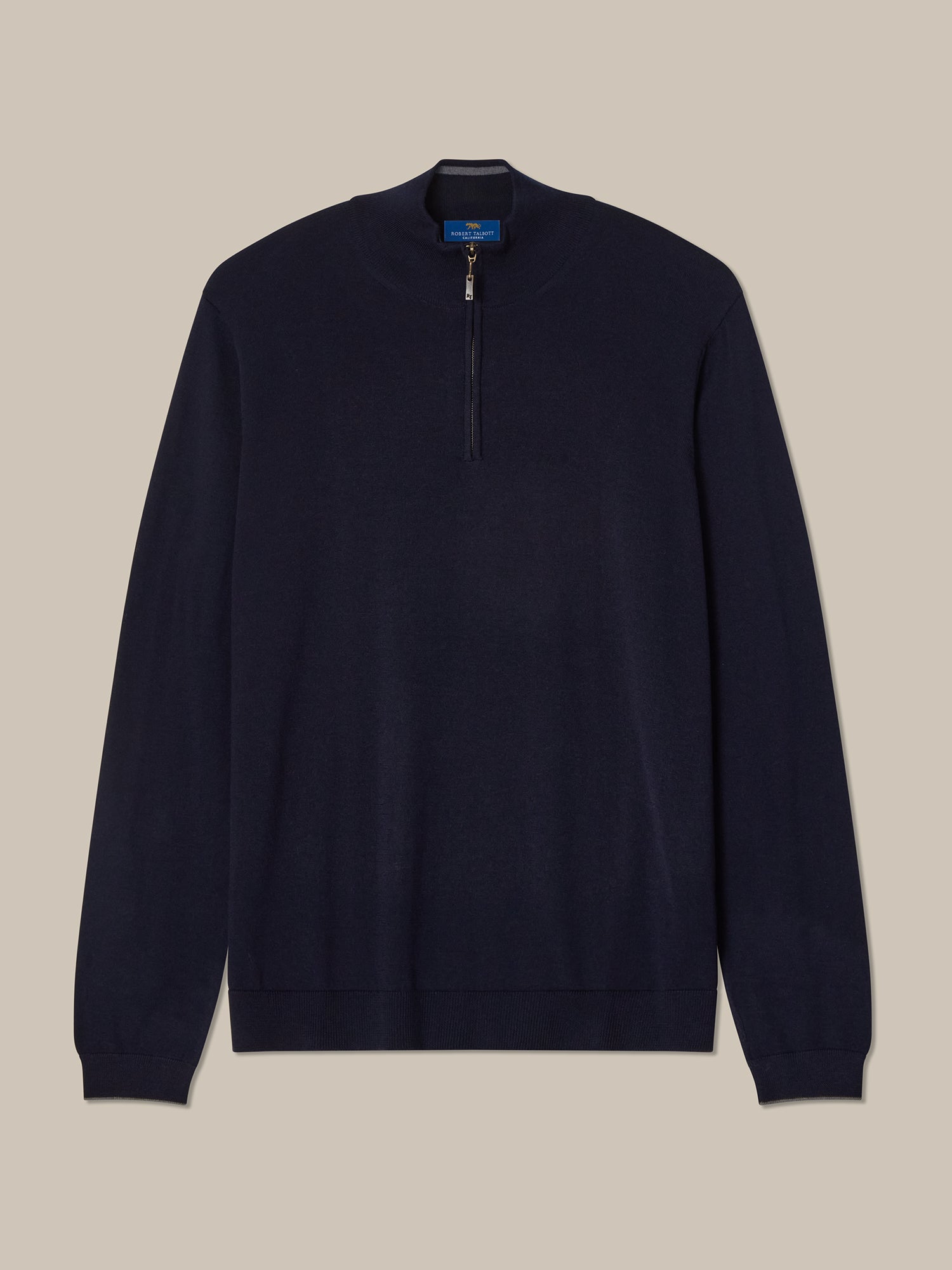 Robert Talbott Eastwood maglione merino navy zip taglia L
