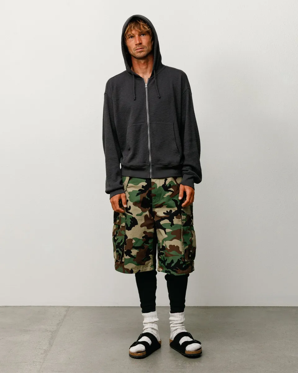 Stussy Thermal Hoodie felpa Faded Black termica