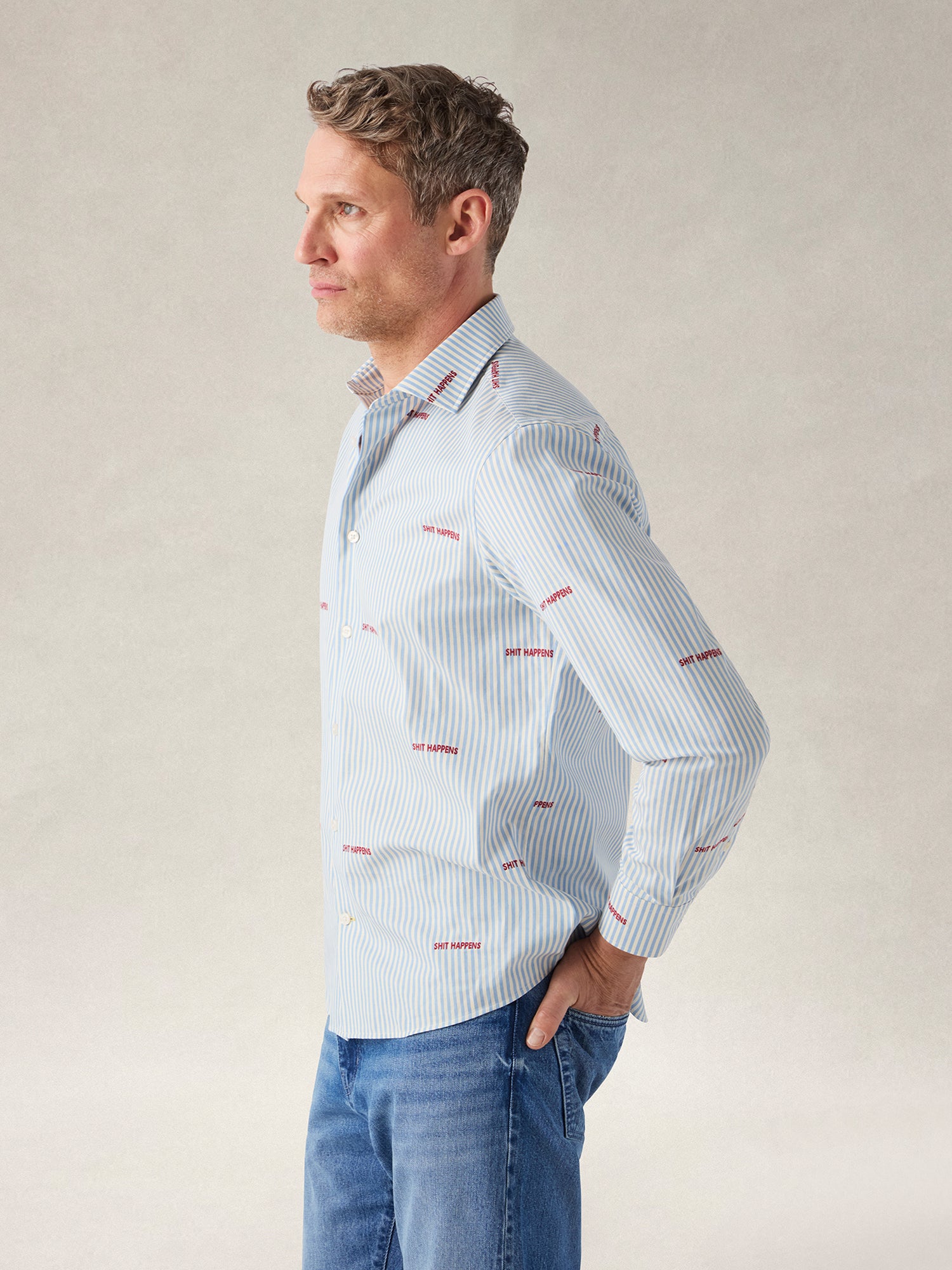 Robert Talbott Reynolds camicia twill bengal azzurro chiaro