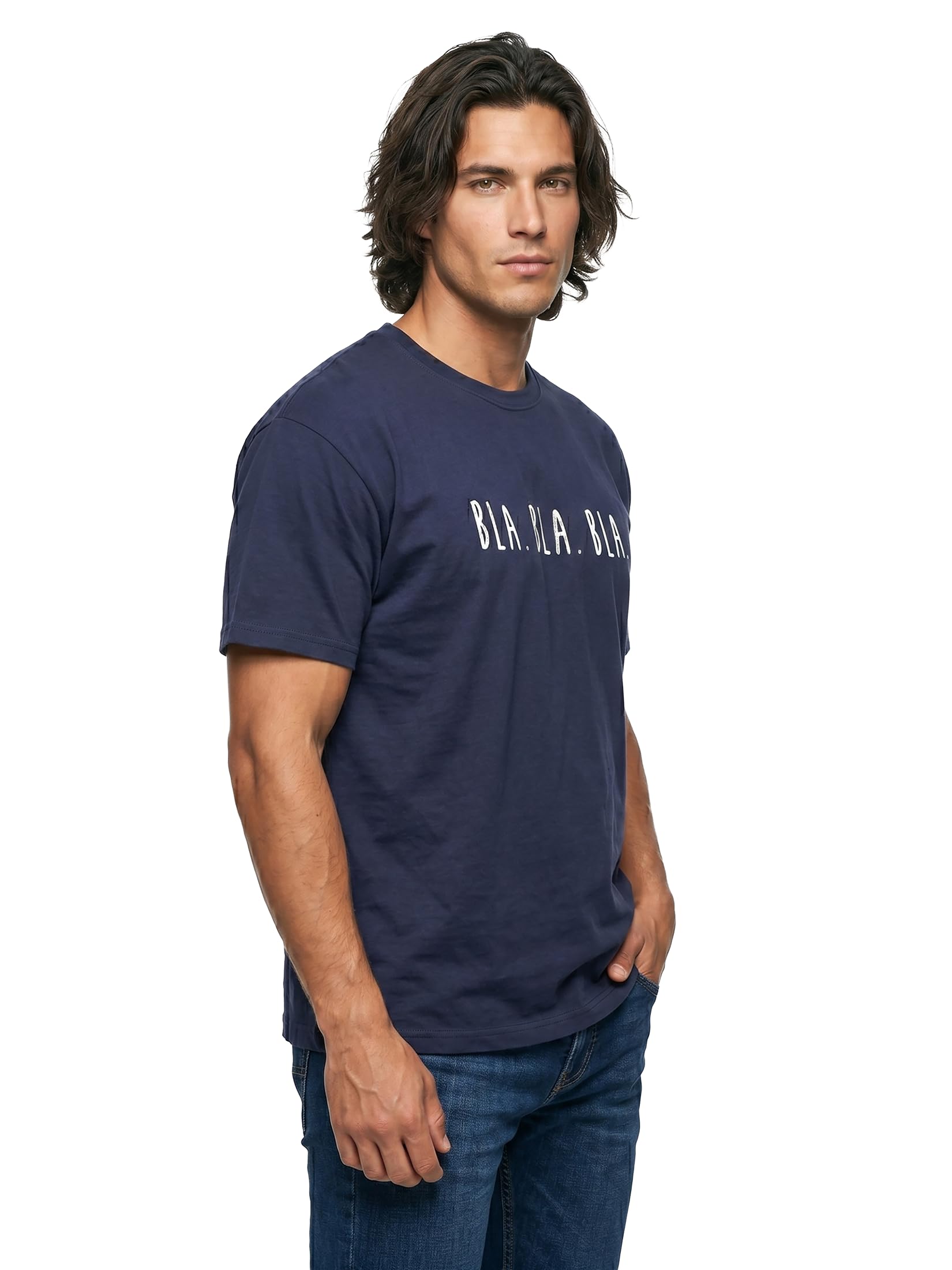 MAKAYA Bla Bla Bla T-Shirt Uomo M Cotone Scritte