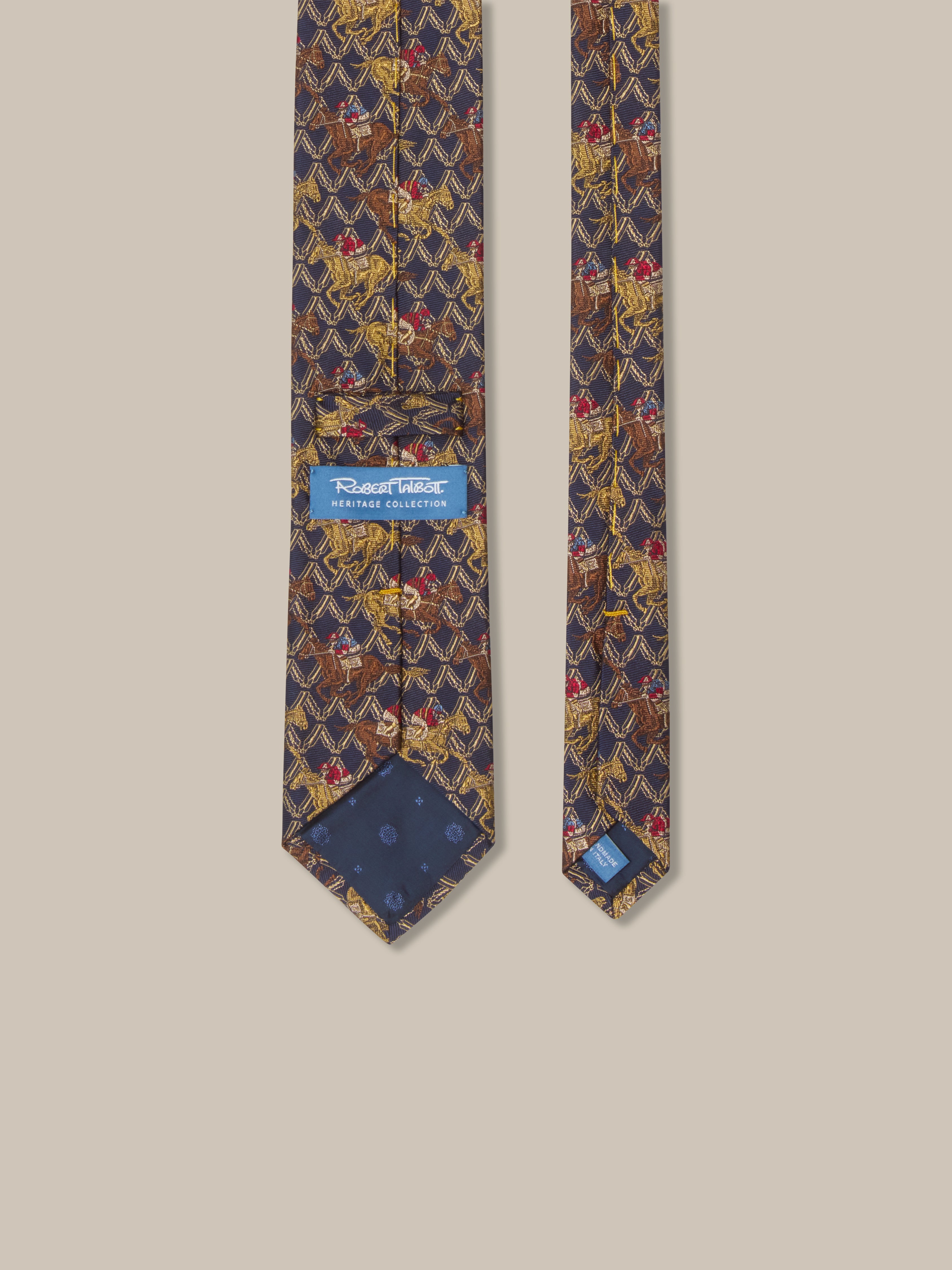 Robert Talbott Heritage Horse Racing cravatta blu multi REG