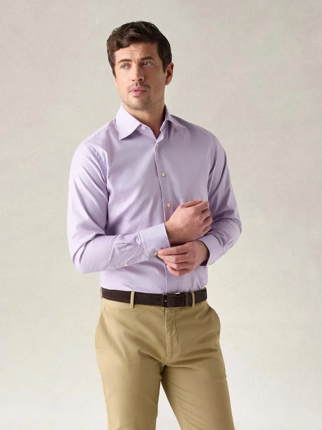 Robert Talbott Madison Check camicia uomo popeline rosa