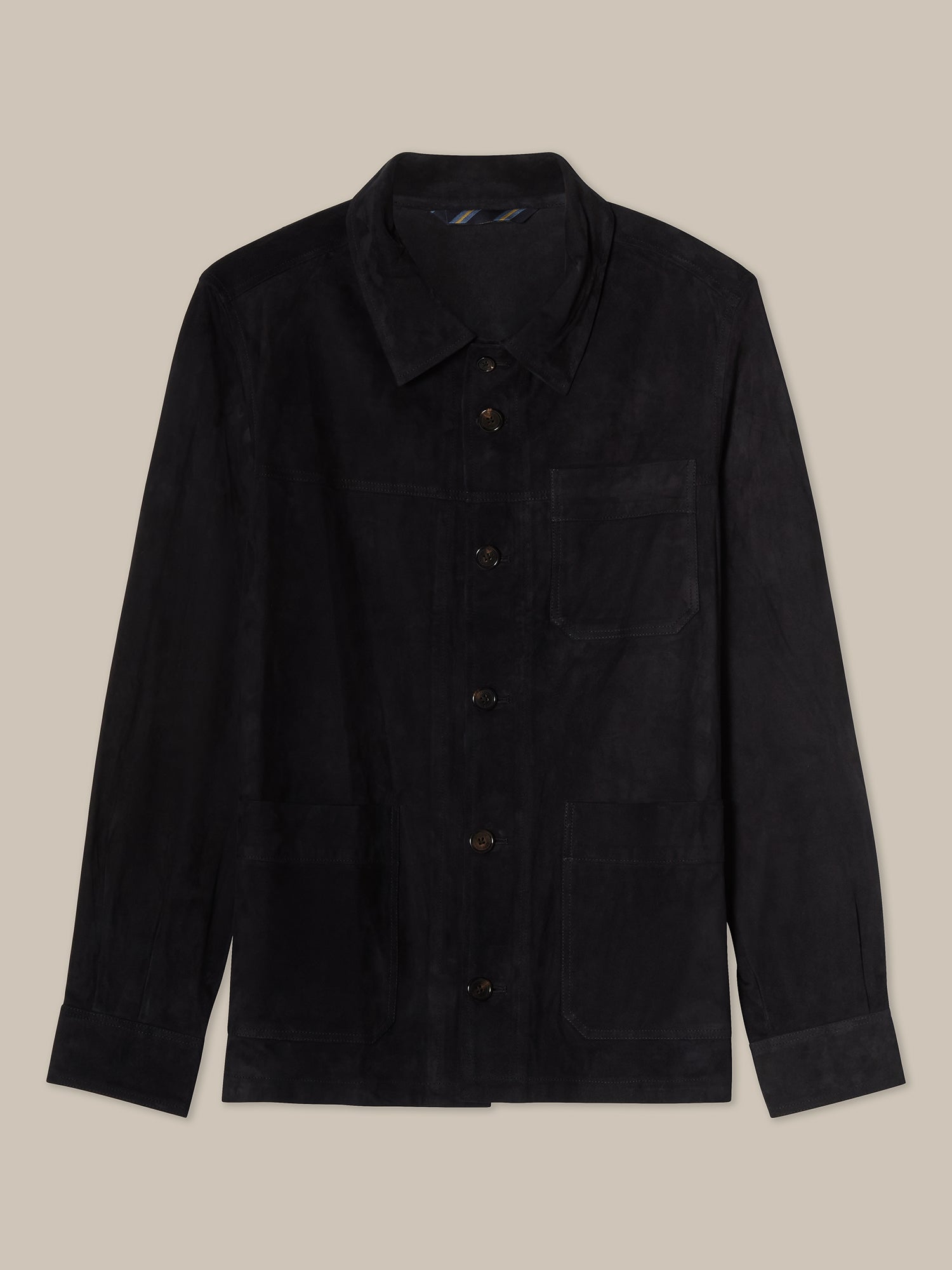 Robert Talbott Damon giacca pelle blu navy