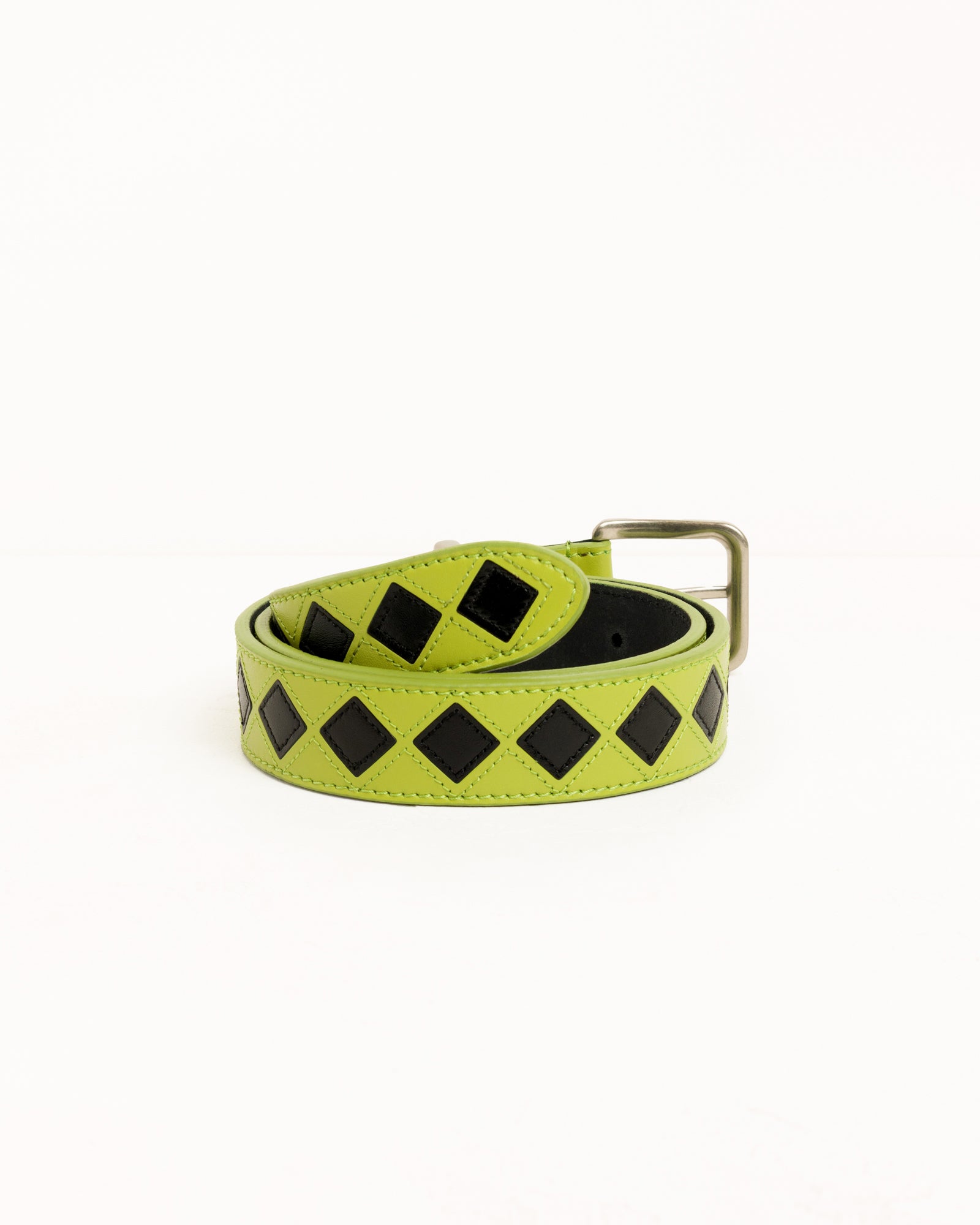 Stussy Argyle Leather Belt cintura pelle Lime