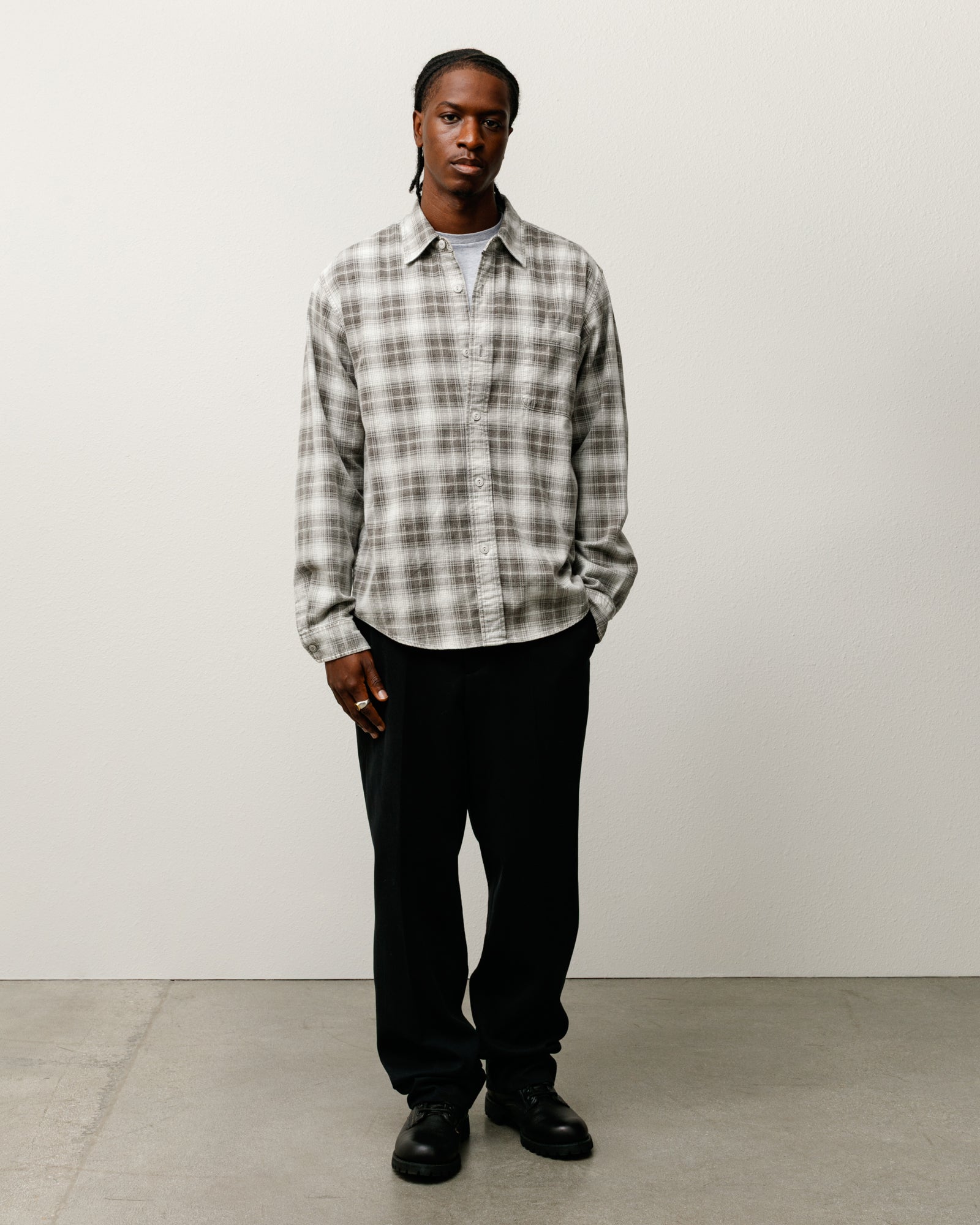 Stussy Dax Printed Shirt camicia marrone flanella cotone