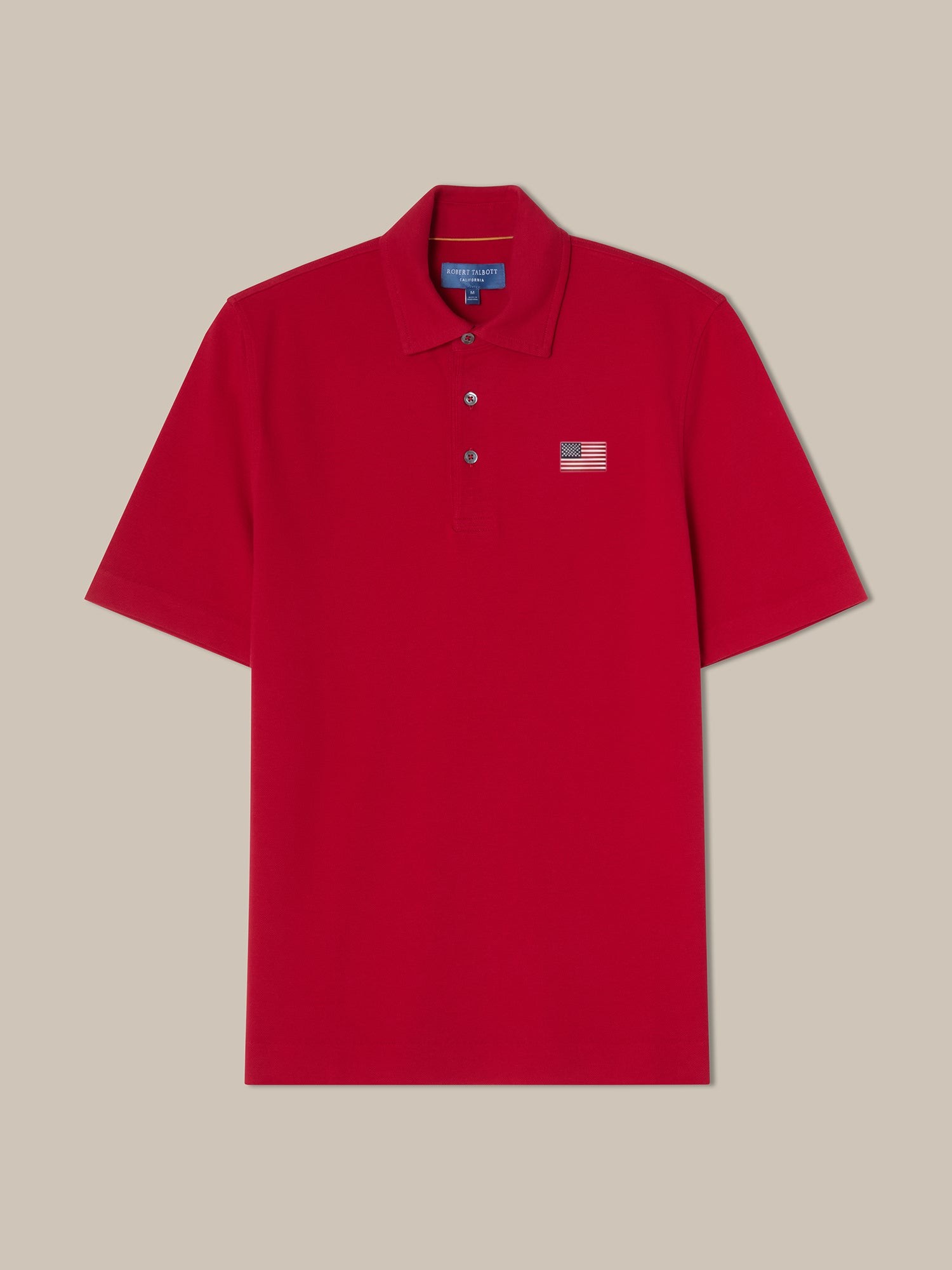 Robert Talbott USA Flag polo cotone rossa manica corta