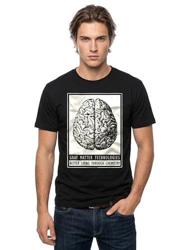 Makaya T-Shirt Uomo Heisenberg Nera Cotone Stampa Cervello L