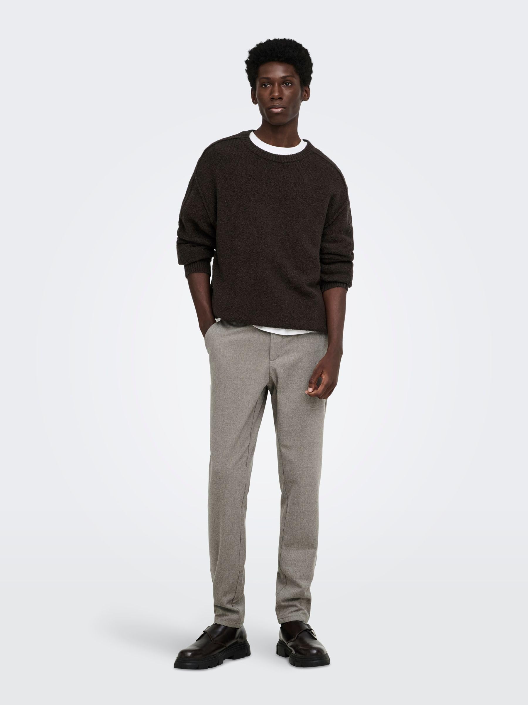 Only & Sons Onsjames Cutline maglione uomo M beige relaxed