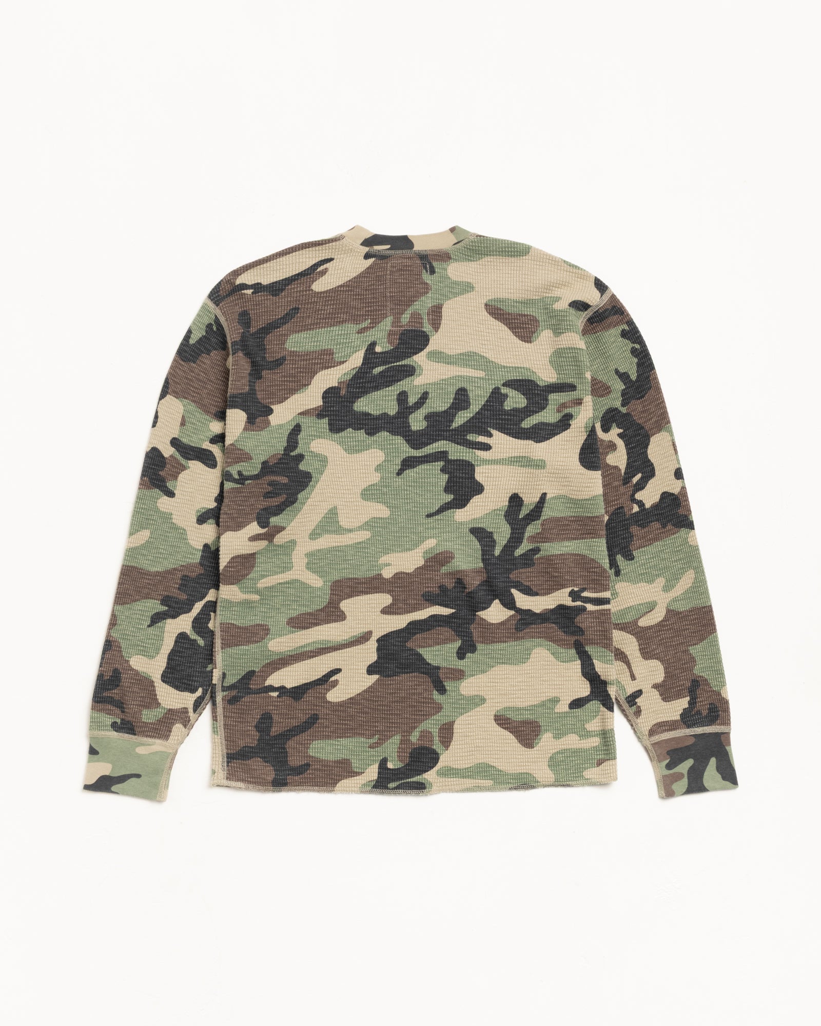 Stussy Pigment Dyed Thermal maglia camo cotone