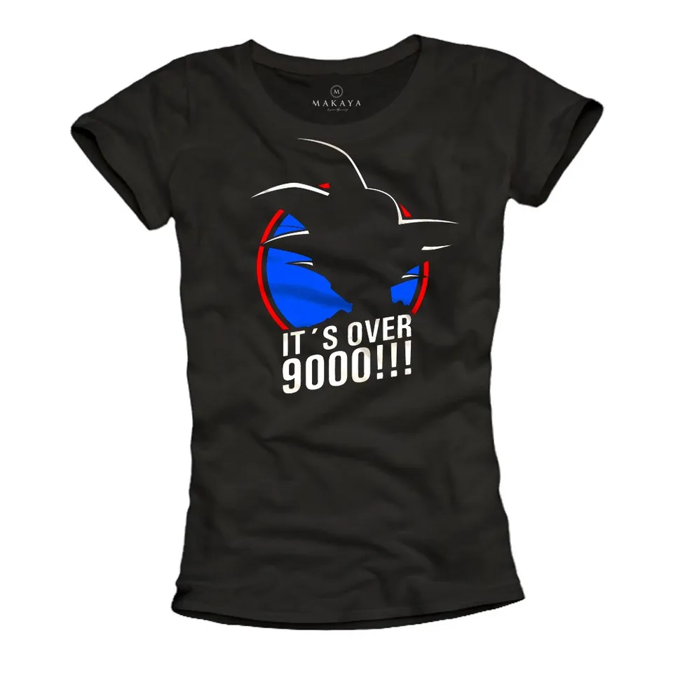 MAKAYA T-Shirt Uomo Maglietta Cotone Son Goku Over 9000 Nera L