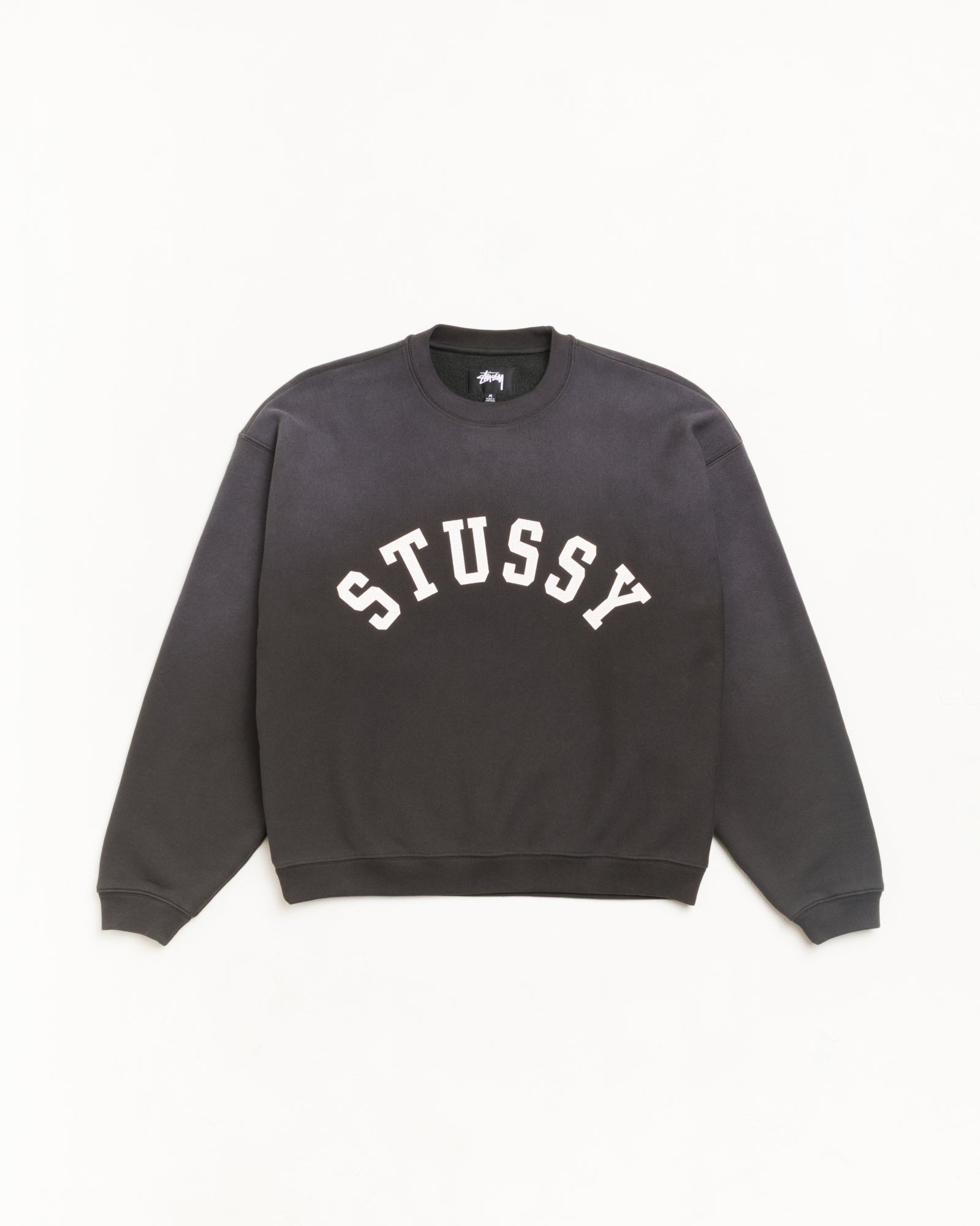 Stussy Felpa Girocollo Oversize Black Effetto Sbiadito