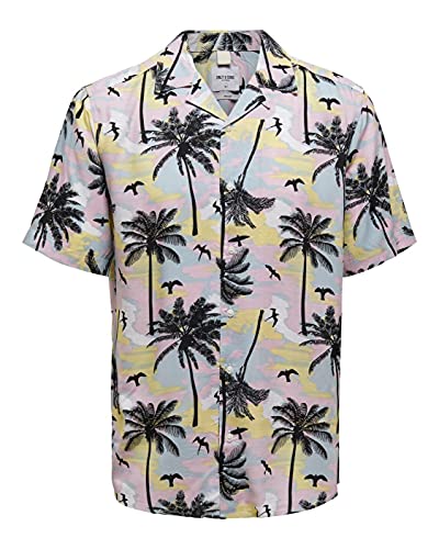 ONLY & SONS Onspalm Camicia Uomo Maniche Corte Viscosa Palme