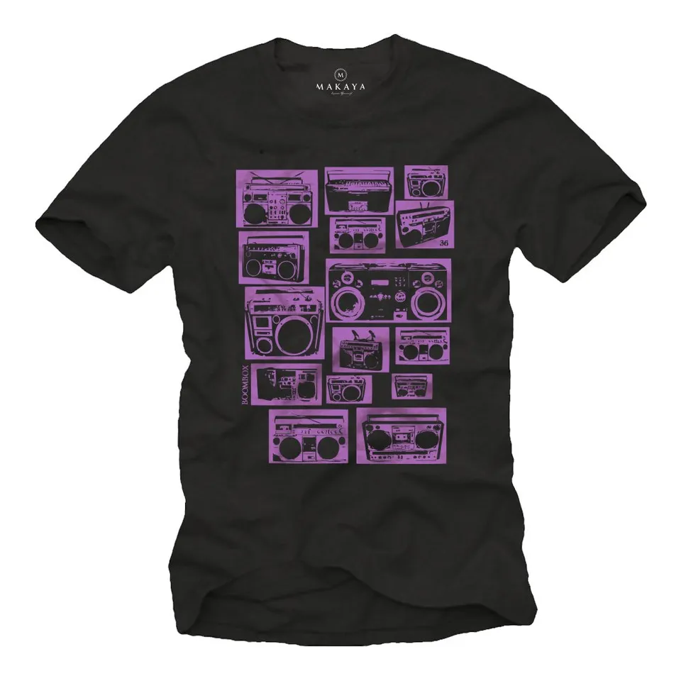 MAKAYA Ghettoblaster T-Shirt Uomo Cotone Taglia M