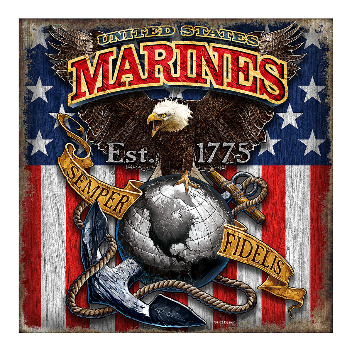 7.62 Design Fighting Eagle Targa Parete USMC 25x25 cm