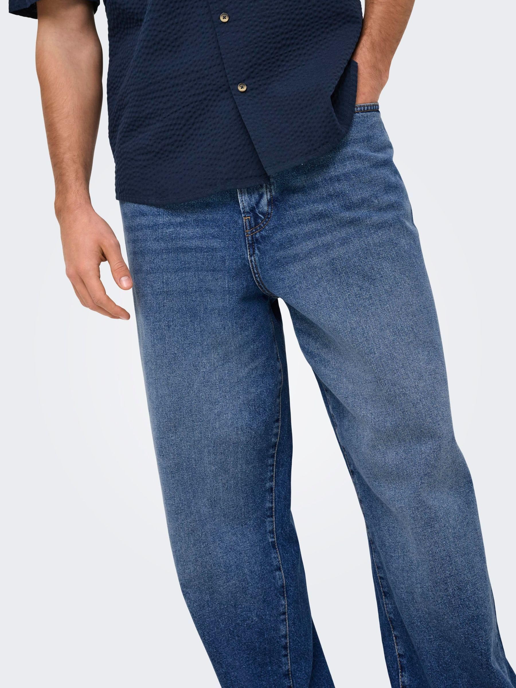 Only & Sons OnsFade Vita Alta Loose Fit Jeans Light Blue Denim