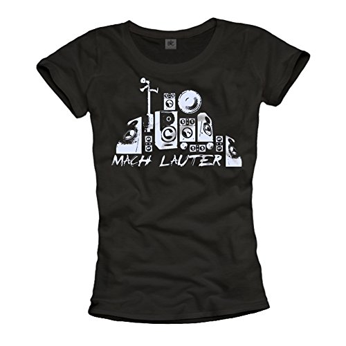 Makaya T-Shirt Donna L Nera Musica Cotone Stampa